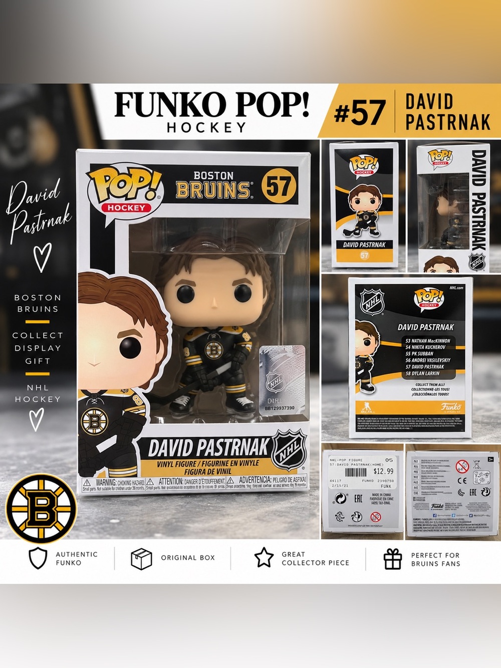 Funko Pop David Pastrnak #57 Boston Bruins NHL Hockey 2019